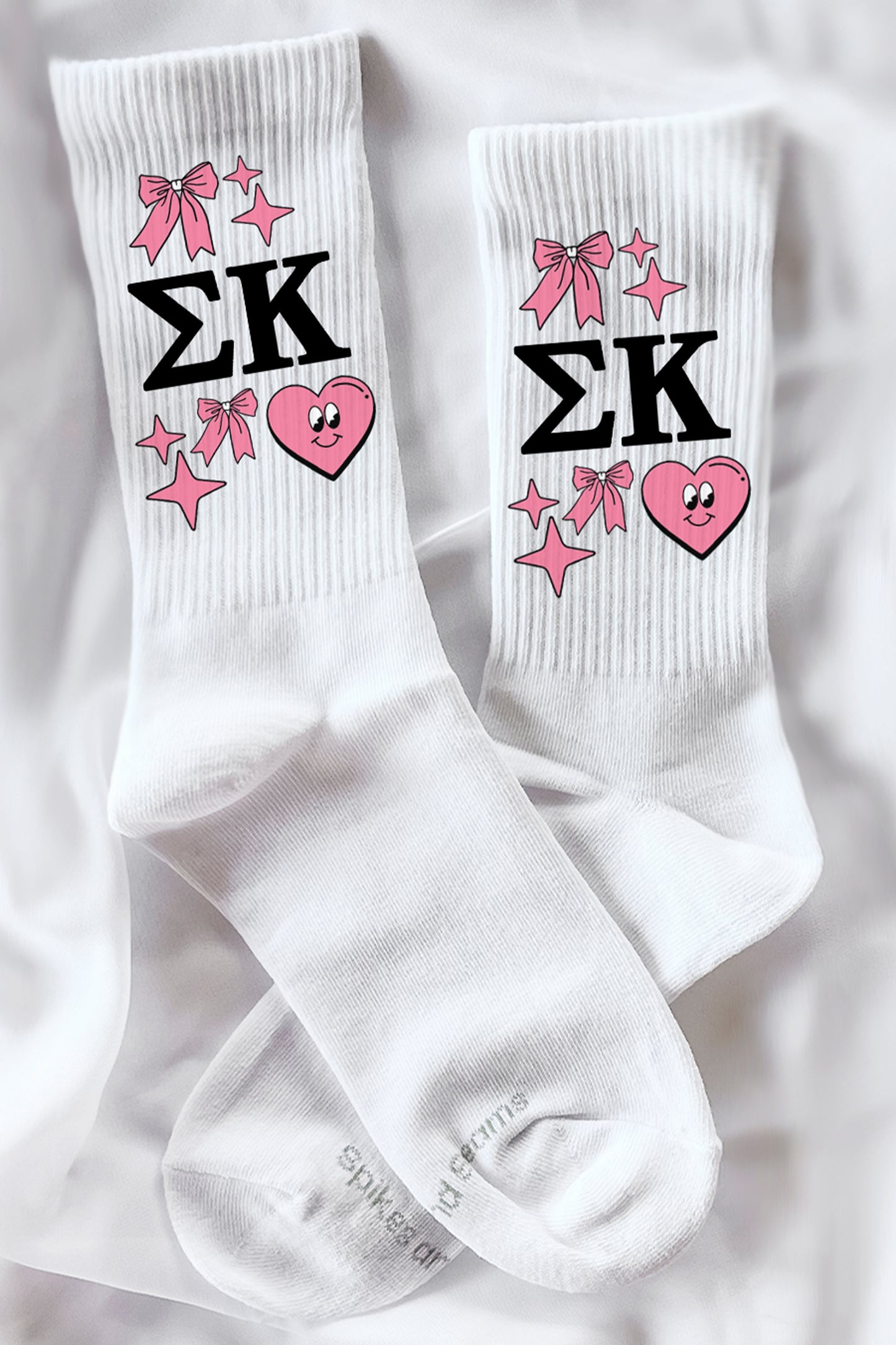 Cartoon Heart Greek Letter Socks