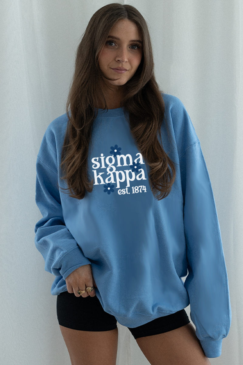 Blue Daisy Crewneck - Sigma Kappa