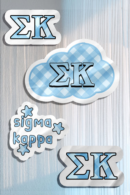 Blue Theme Waterproof Sorority Stickers