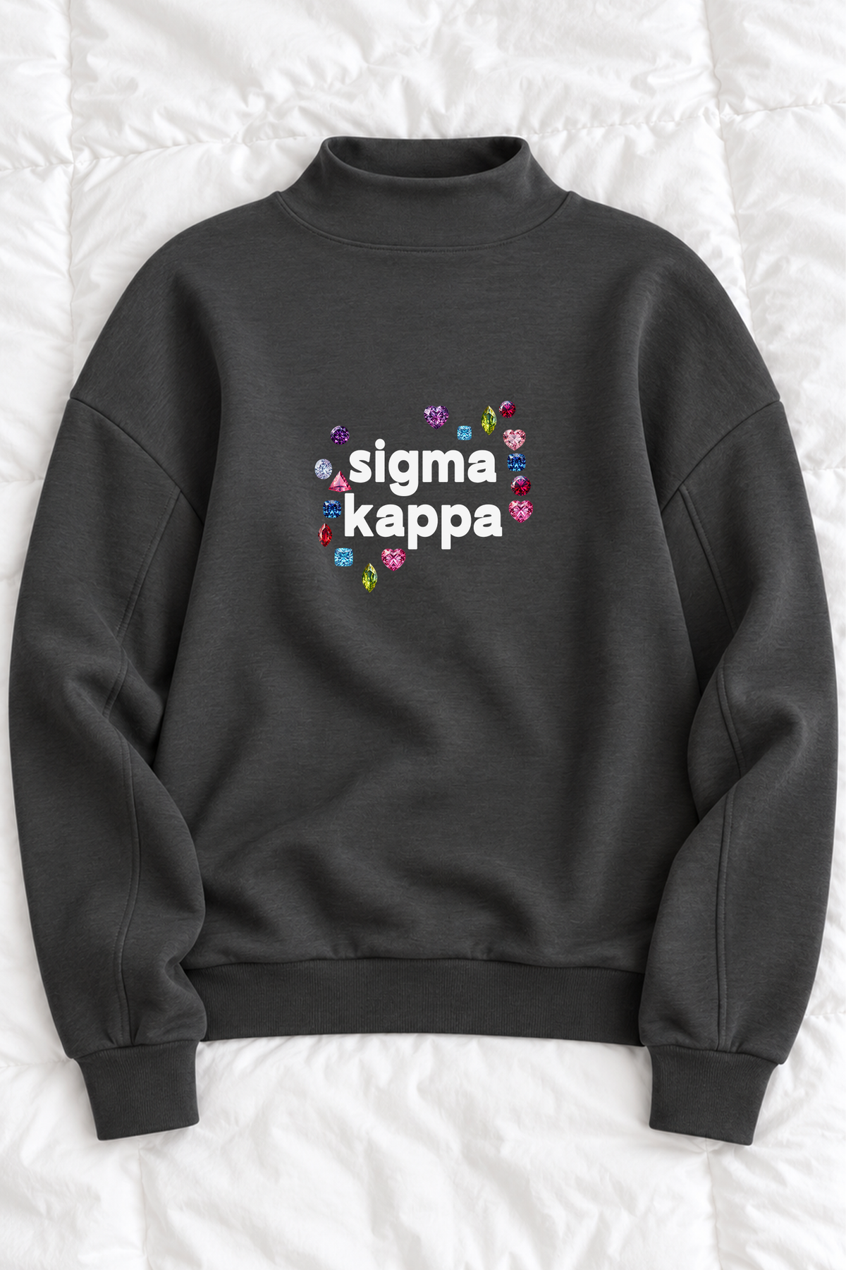 Gems Charcoal Sorority Mockneck - Sigma Kappa