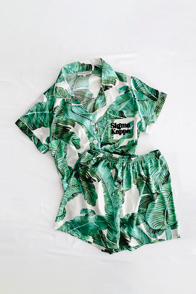 Block Font Banana Leaf Pajamas - Sigma Kappa