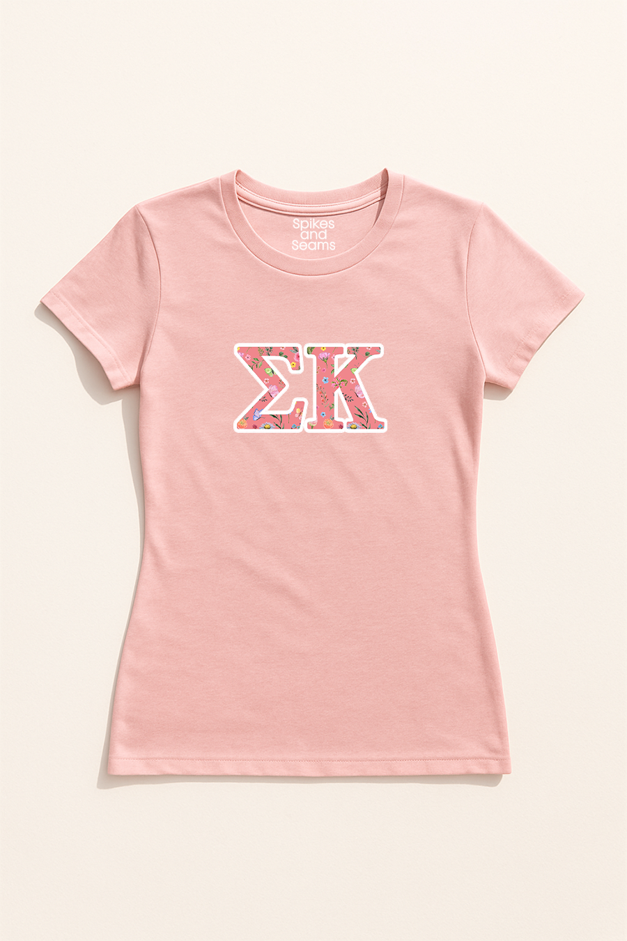 Floral Greek Letter Tee - Pink