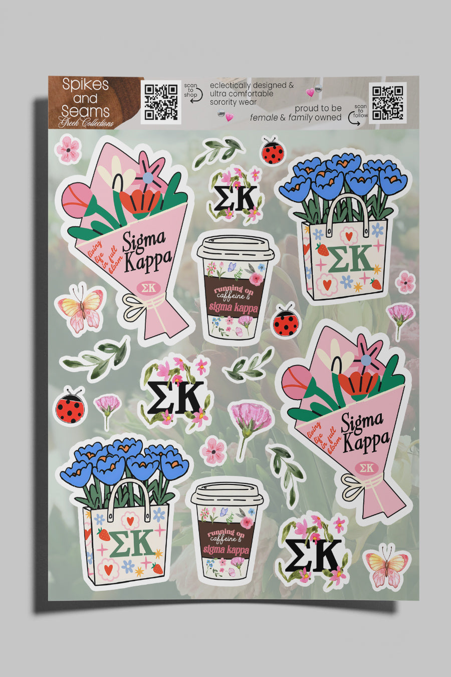 Flower Market Sorority Sticker Sheet #21 - Sigma Kappa