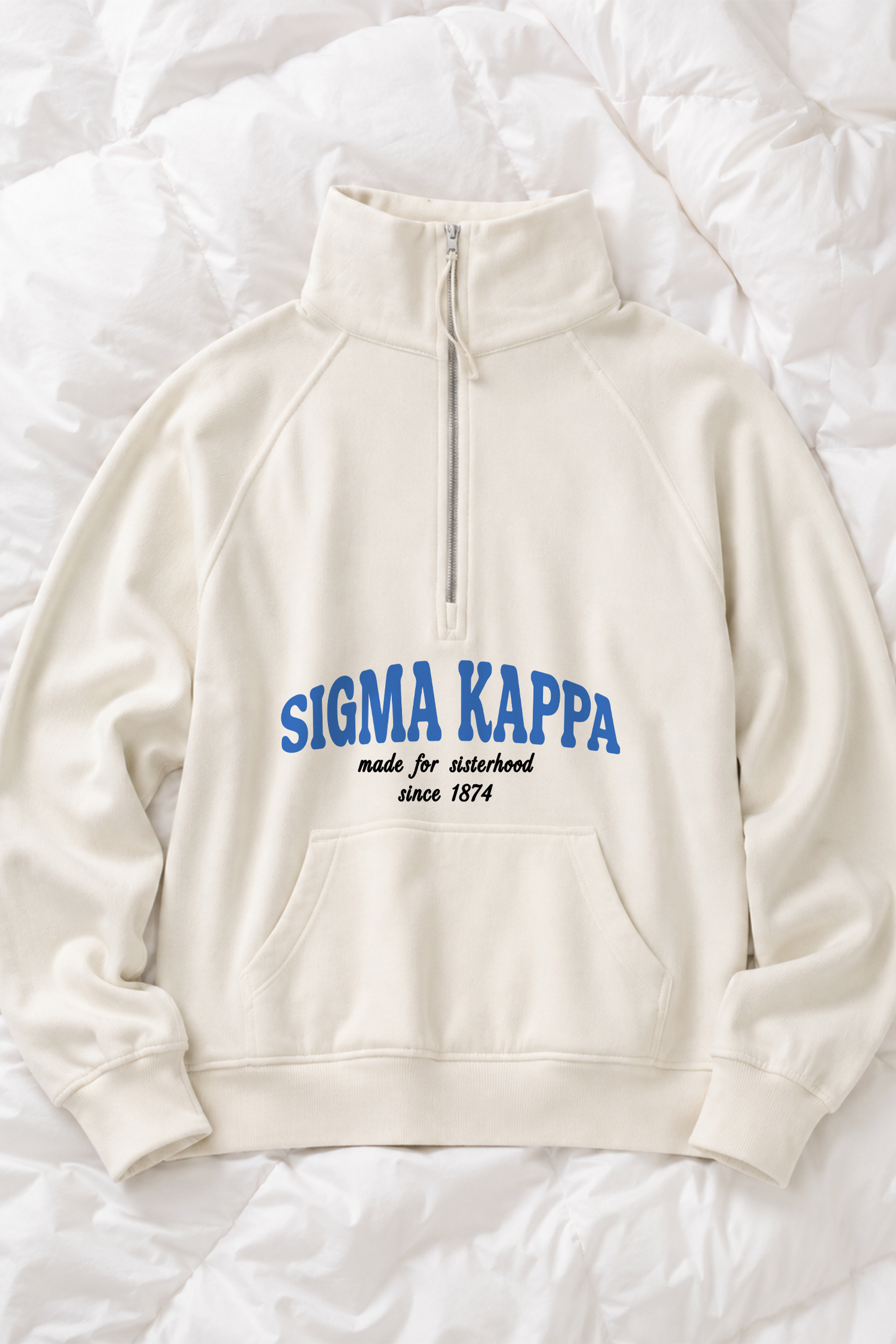 Sorority Bleached Linen Color Qzip | Blue text