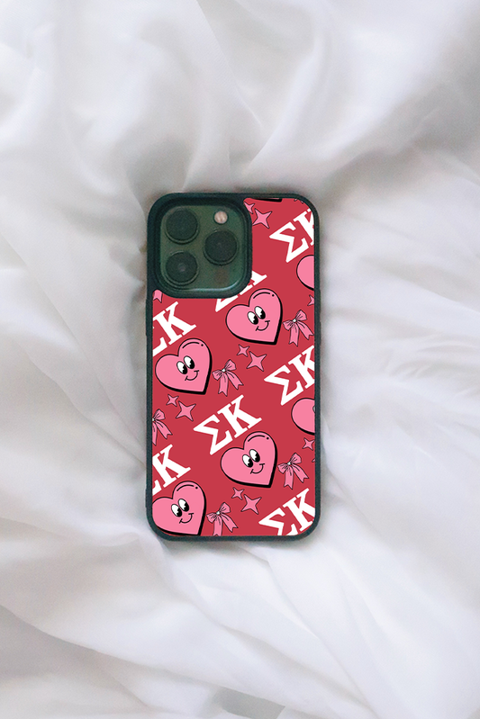 Cartoon Hearts Greek Letters iPhone Case - Sigma Kappa