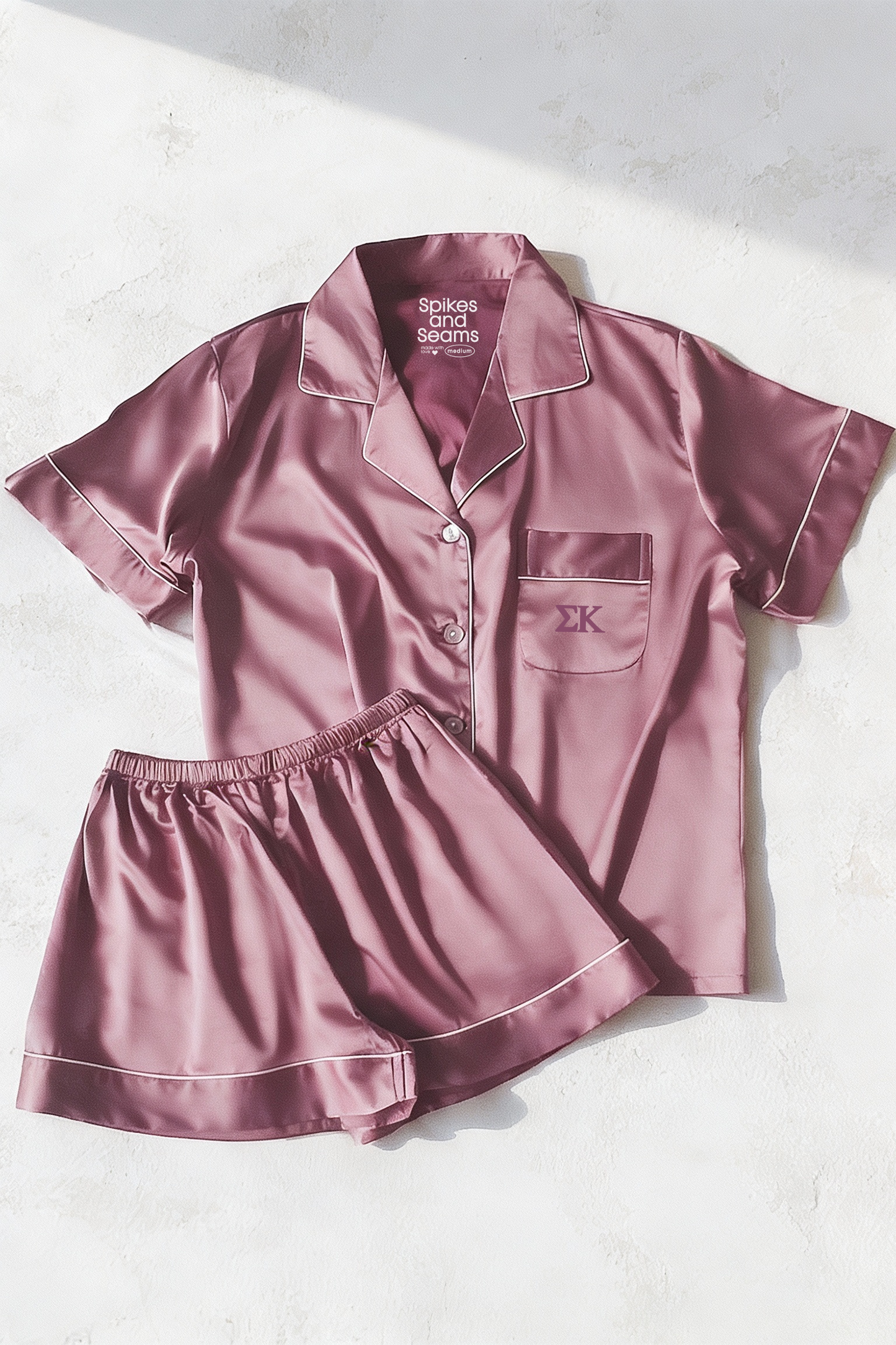 Light Purple Pajamas with Plum Greek Letters