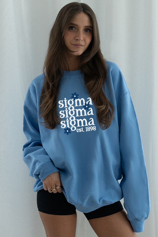 Blue Daisy Crewneck - Sigma Sigma Sigma