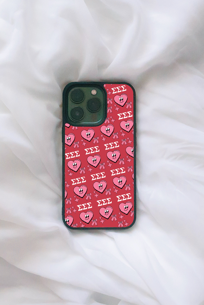 Cartoon Hearts Greek Letters iPhone Case