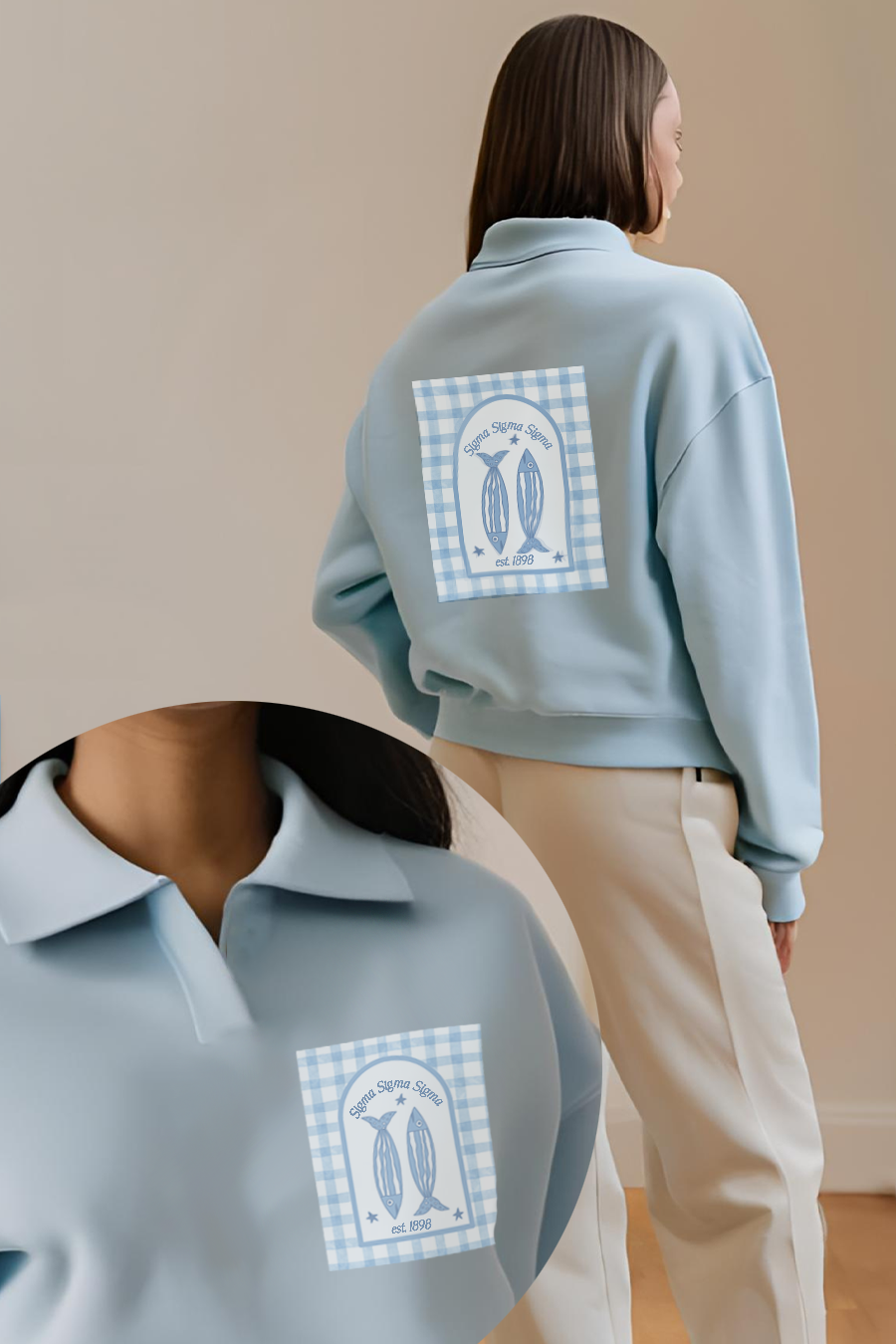 Sardines Collar Sweatshirt - Sigma Sigma Sigma - Spikes and Seams Greek