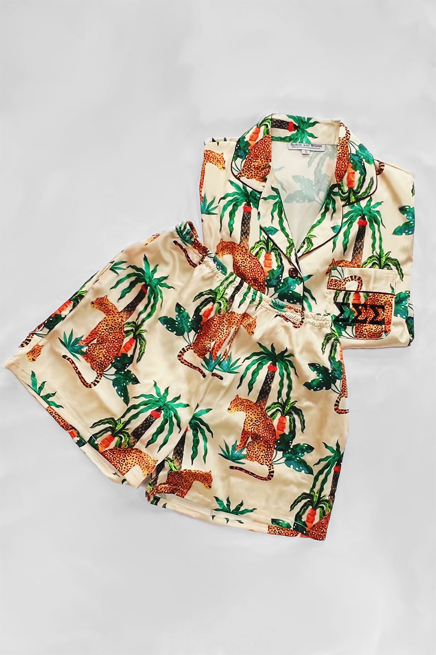 Greek Letter Palm Cheetah Pajamas - Sigma Sigma Sigma