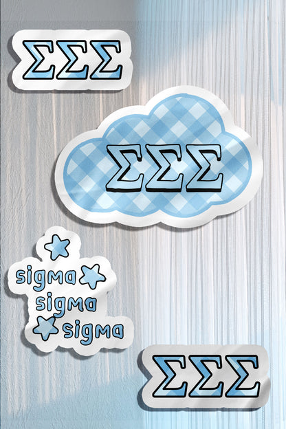 Blue Theme Waterproof Sorority Stickers