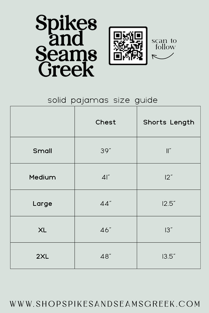 Black Script font Pajamas - Chi Omega - Spikes and Seams Greek