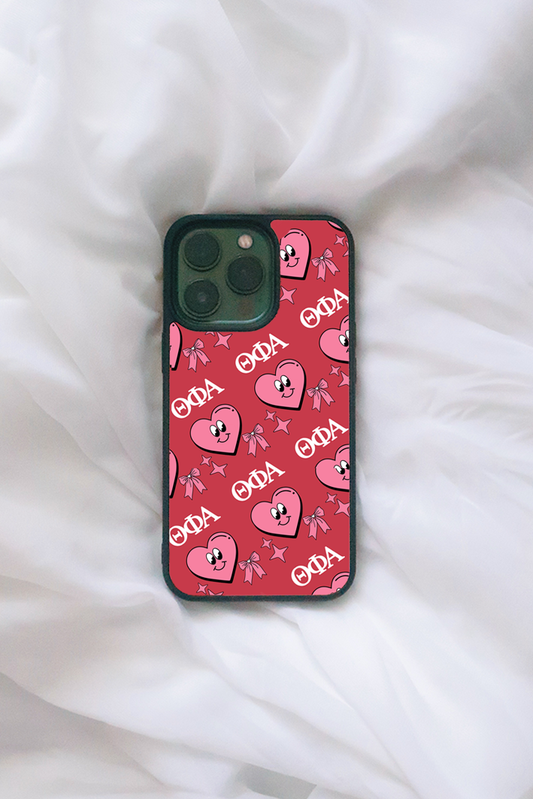 Cartoon Hearts Greek Letters iPhone Case - Theta Phi Alpha