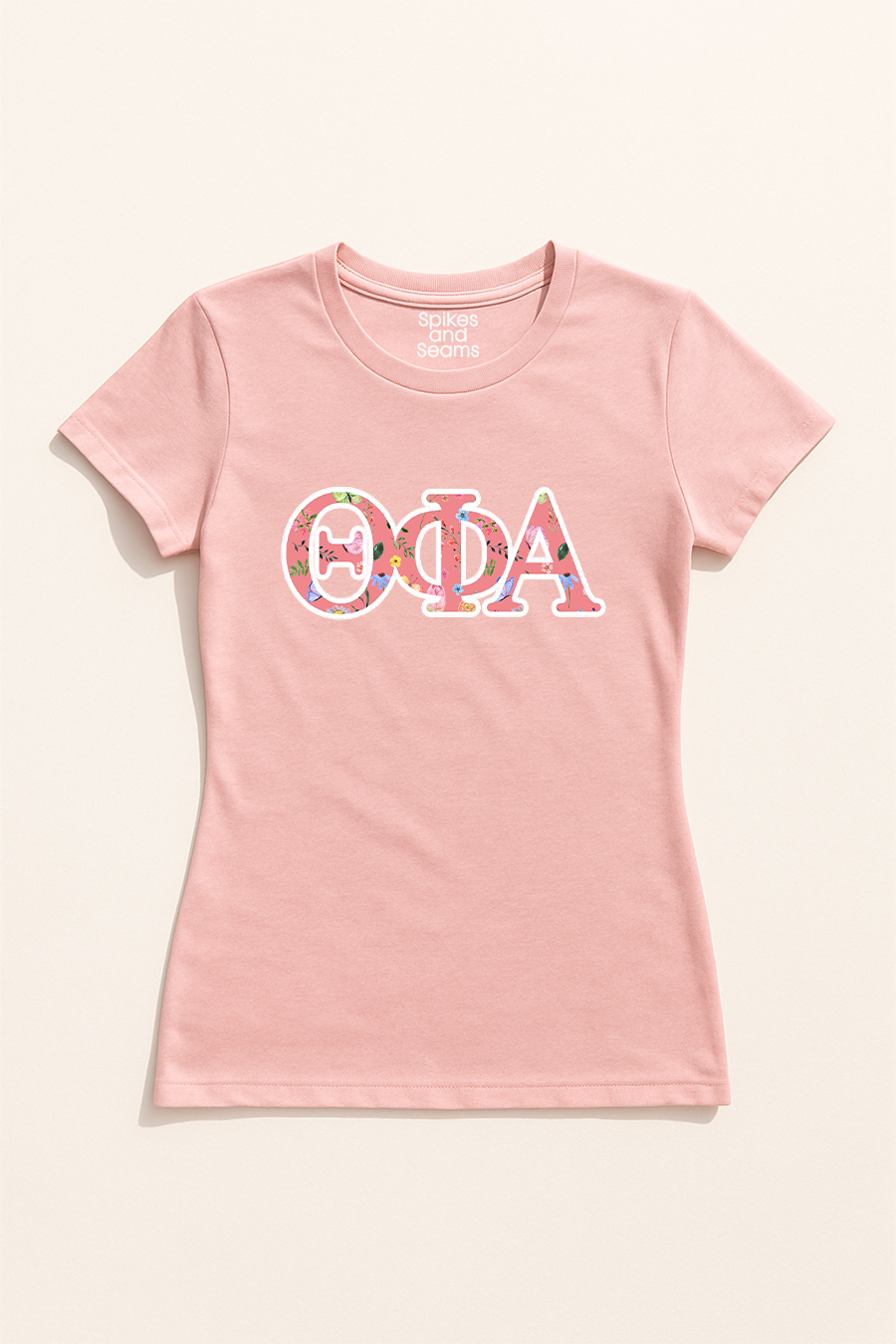 Floral Greek Letter Tee - Pink