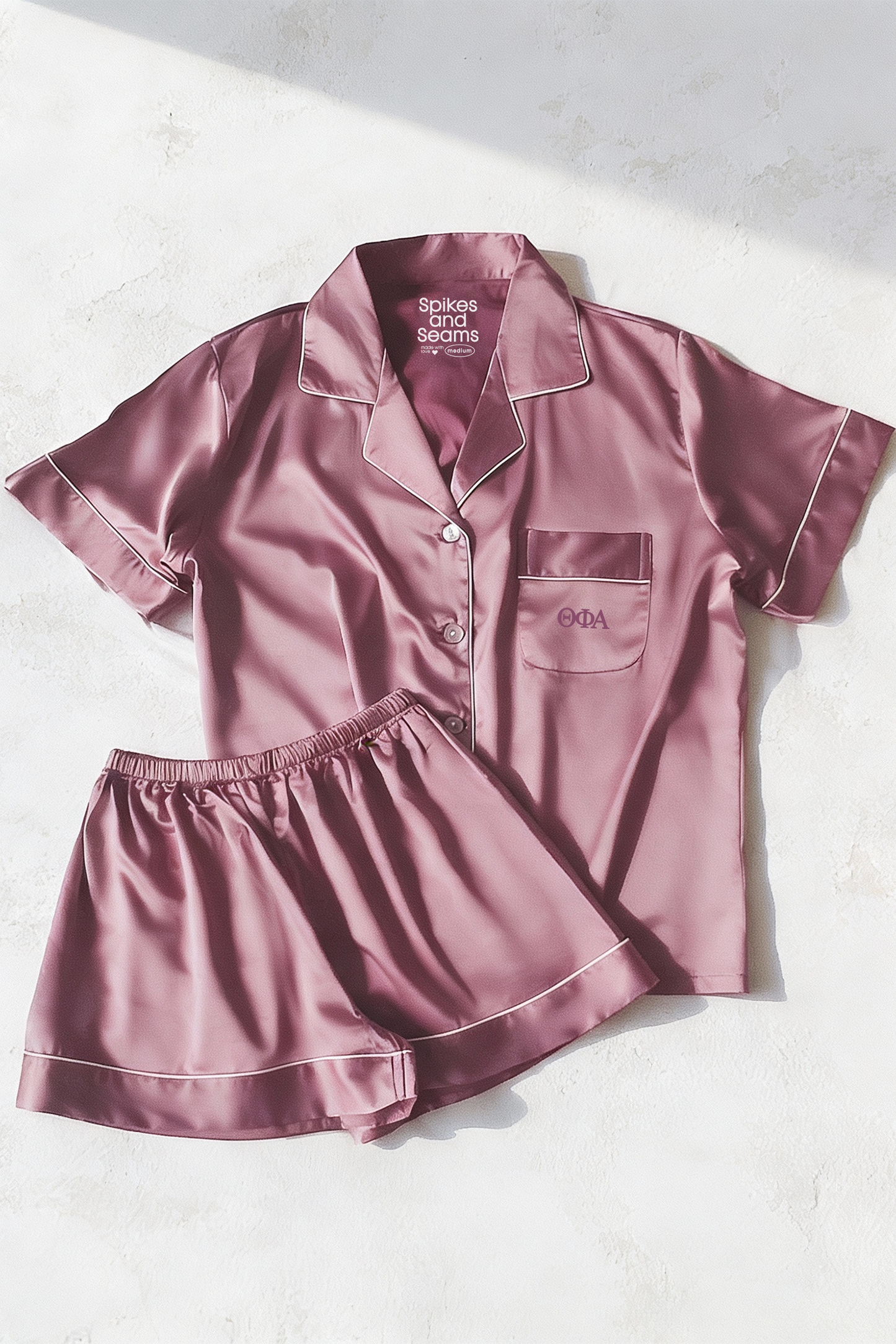 Light Purple Pajamas with Plum Greek Letters