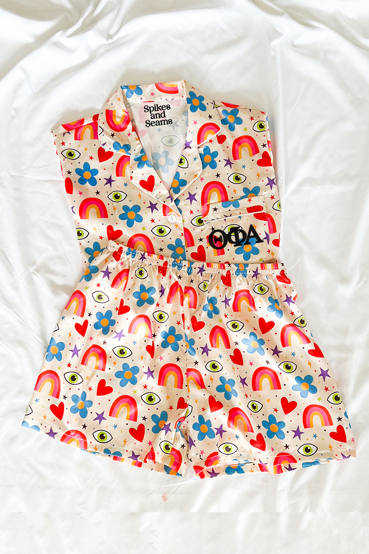 Greek Letter Beige Icons Pajamas - Theta Phi Alpha