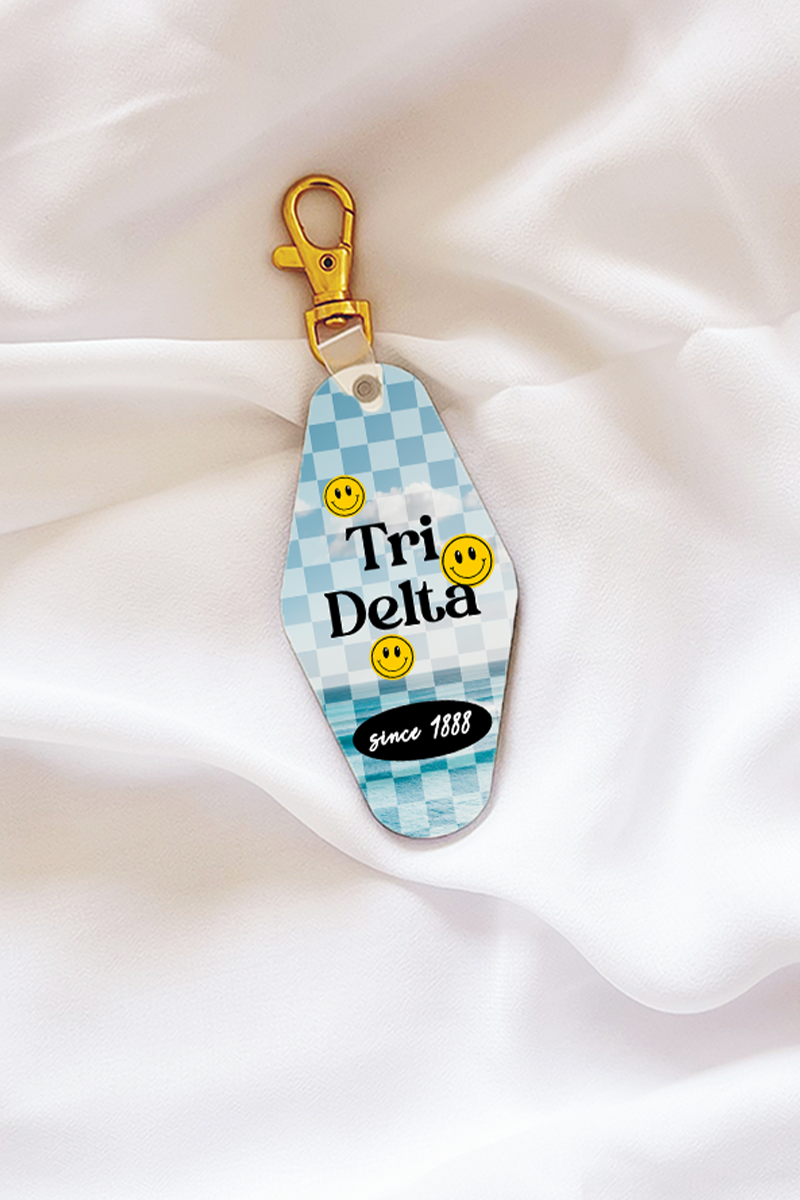 Sky Checkered Keychain - Tri Delta – Spikes and Seams Greek