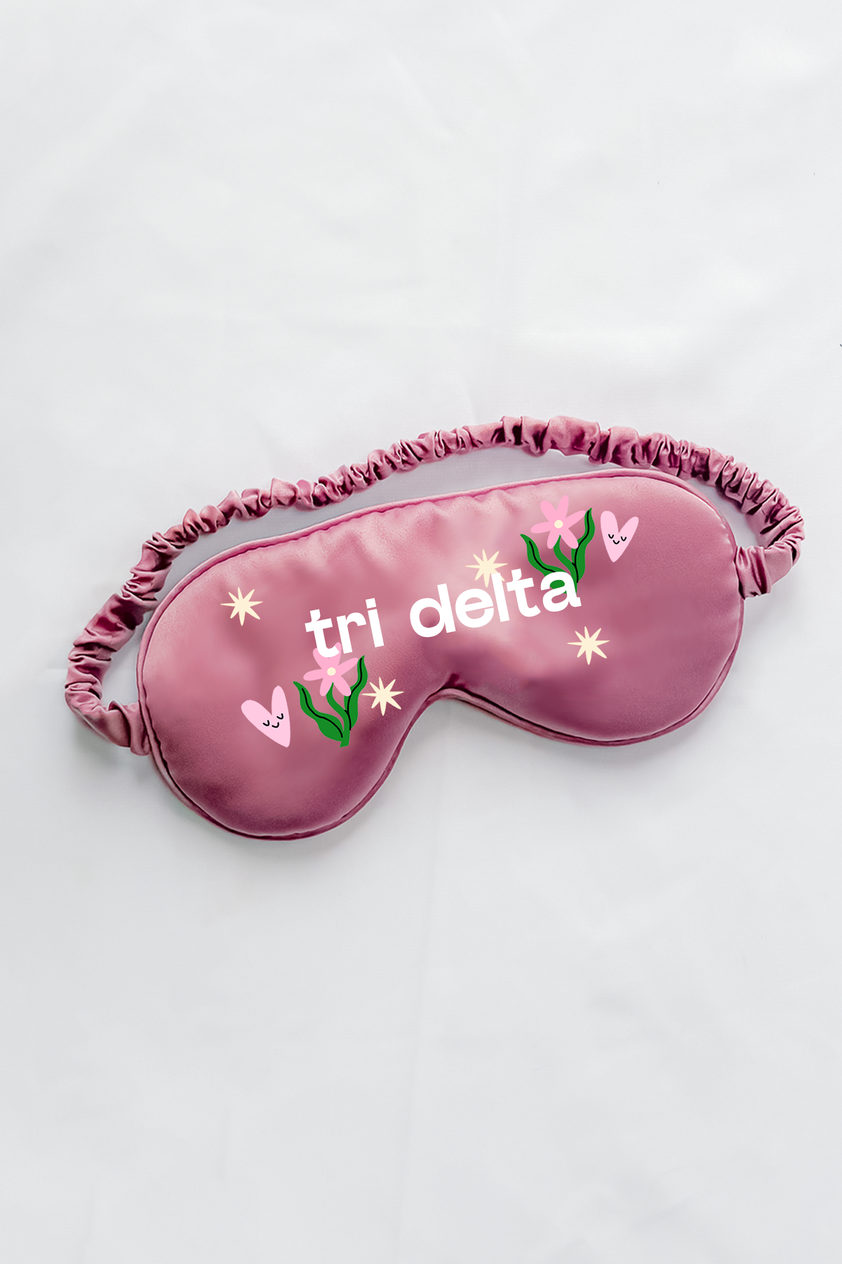 Light Purple Hearts & Flowers Sorority Sleep Mask - Tri Delta