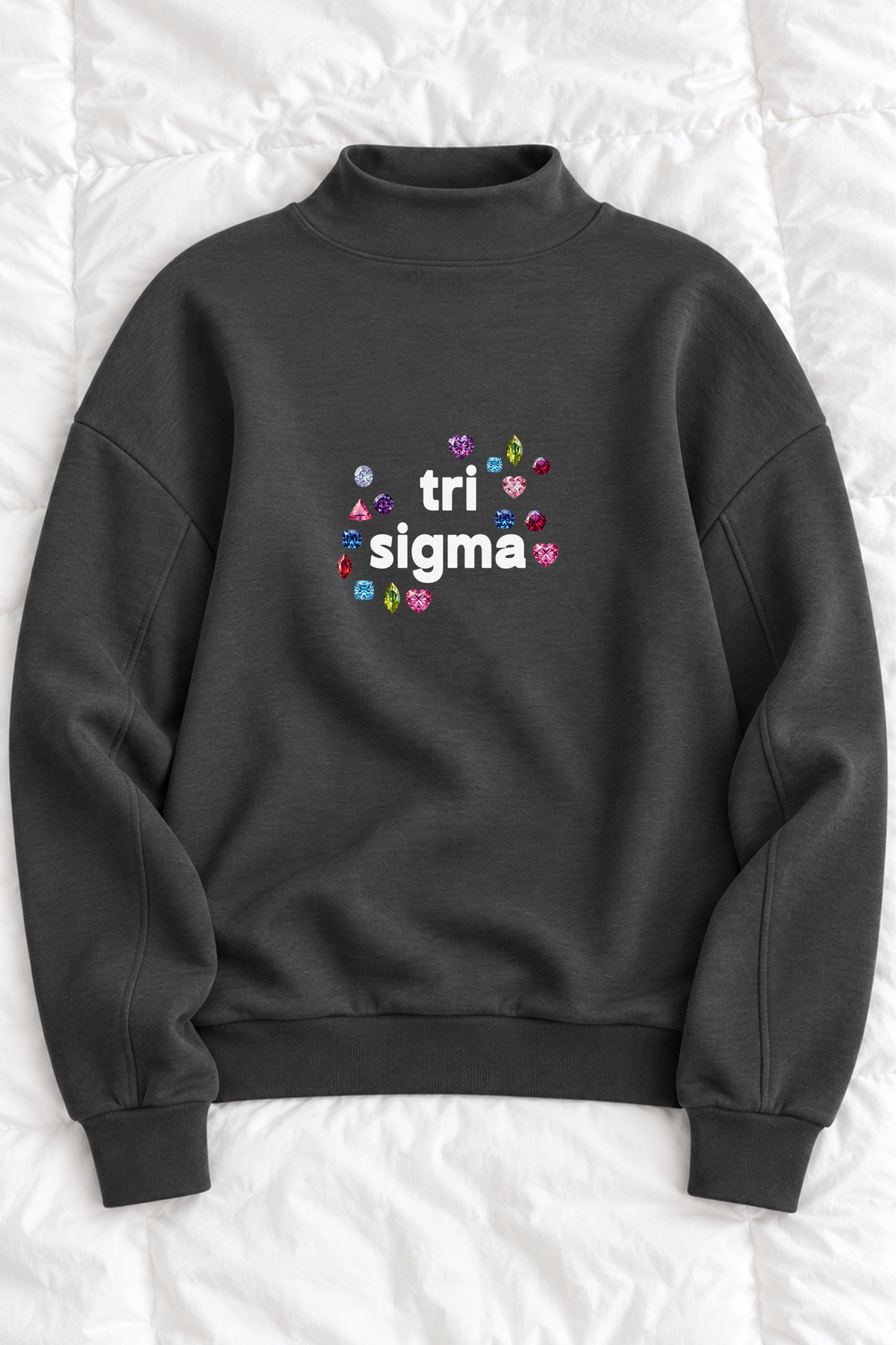 Gems Charcoal Sorority Mockneck - Tri Sigma