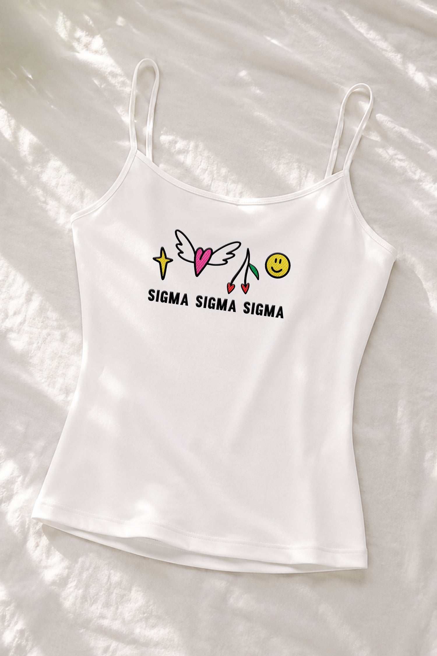 Embroidered Trendy Icons Sorority Tank - Tri Sigma