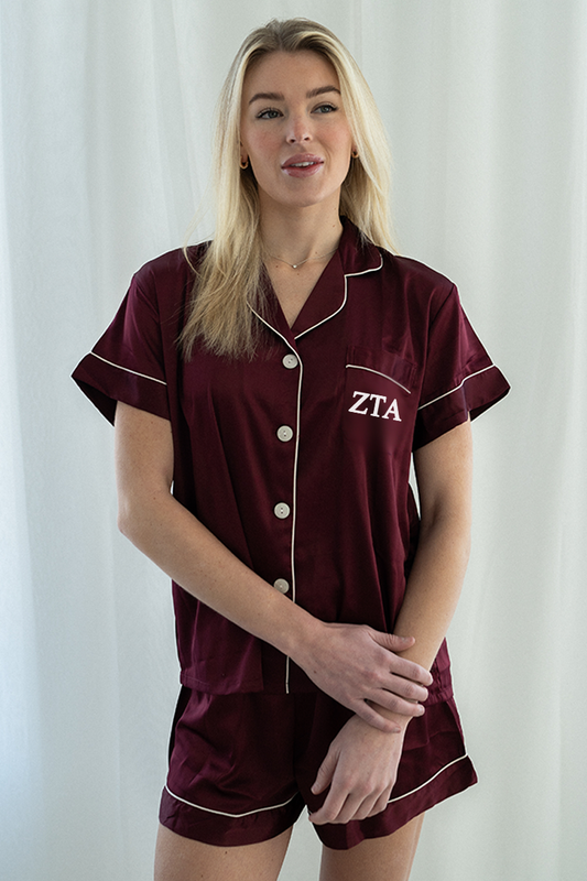 Wine Greek Letter Pajamas - Zeta Tau Alpha
