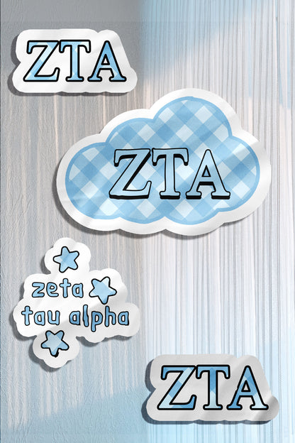 Blue Theme Waterproof Sorority Stickers