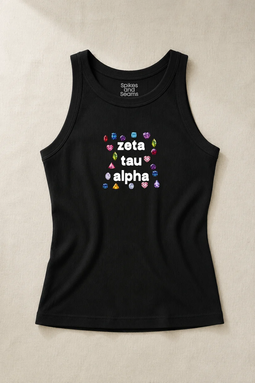 Gems Charcoal Sorority Tank - Zeta Tau Alpha