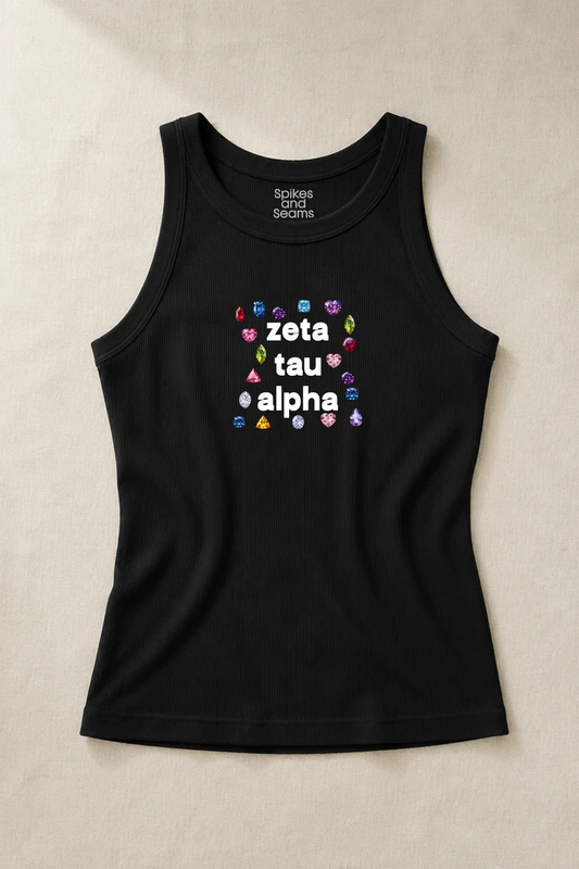 Gems Charcoal Sorority Tank - Zeta Tau Alpha