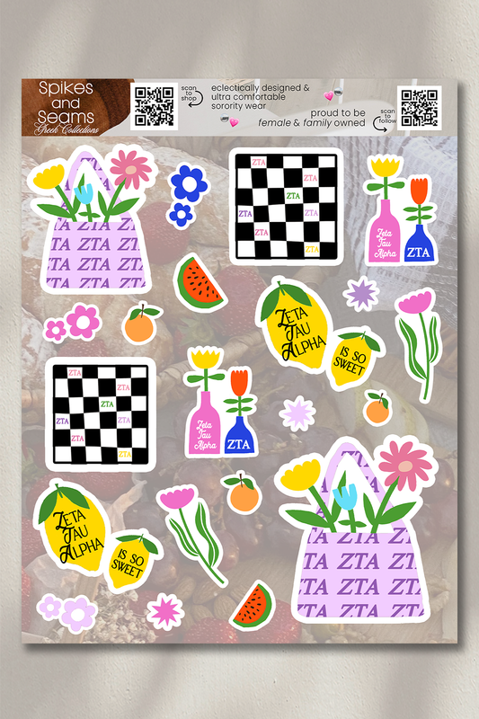 Fruity & Floral Sticker Sheet #20 - Zeta Tau Alpha