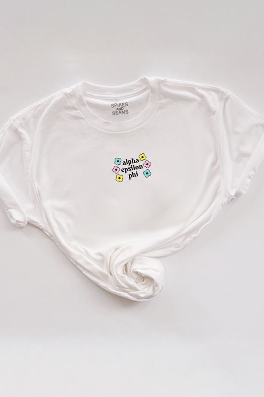 Flower Design tee - most sororities available! - Spikes and Seams Greek