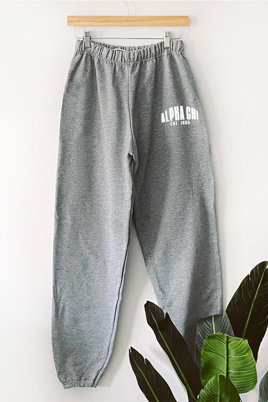 White text sweatpants - gray