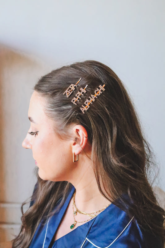 Rhinestone Sorority hair clips - Spikes and Seams Greek