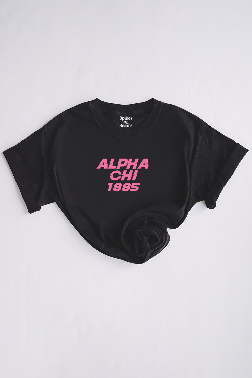 Pink text tee - Alpha Chi