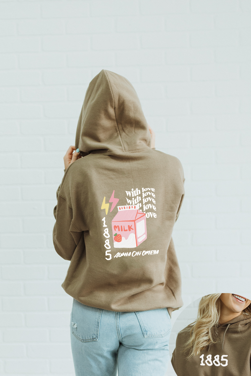 Brown Strawberry Milk hoodie - Alpha Chi Omega