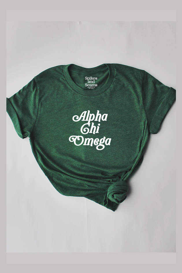 Green Script tee - Alpha Chi Omega