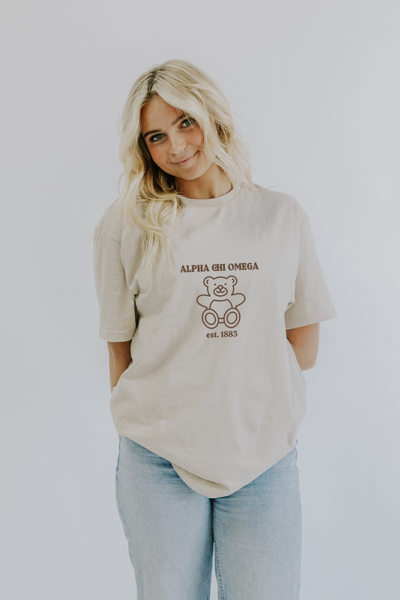 Beige Teddy Bear tee - Alpha Chi Omega