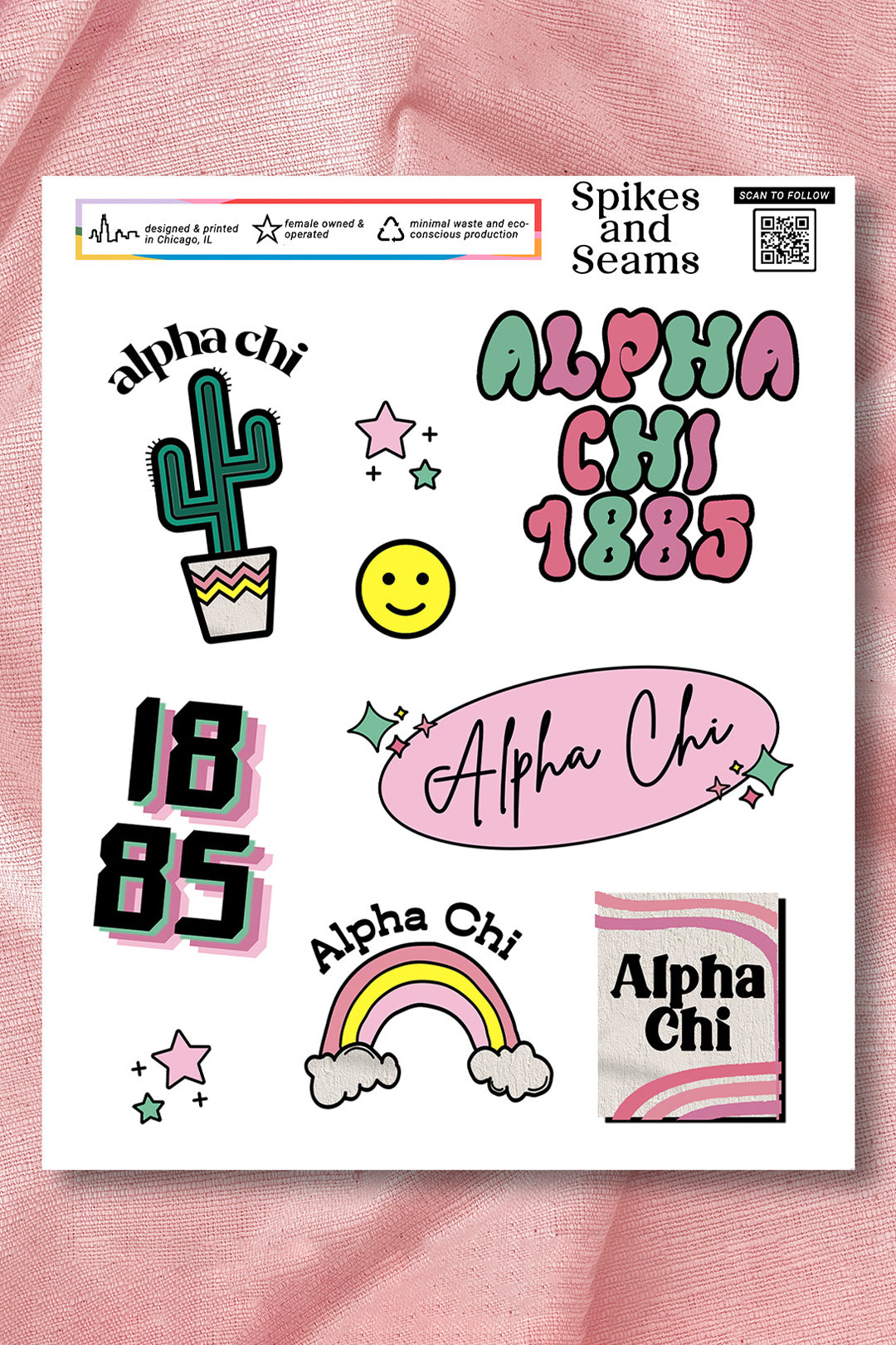 Sticker Sheet #6 - Alpha Chi Omega - Spikes and Seams Greek