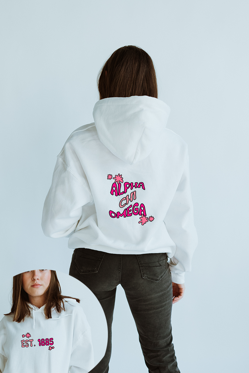 Pink and white hoodie - Alpha Chi Omega