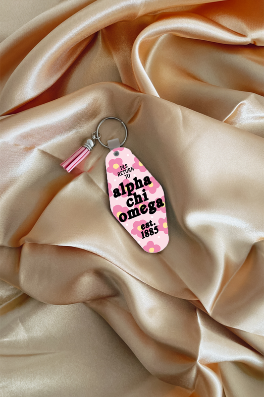 Pink Flowers keychain - Alpha Chi Omega