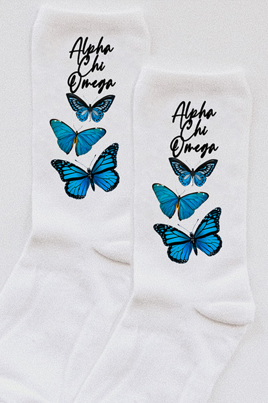 Alpha Chi Omega Butterfly socks - Spikes and Seams Greek
