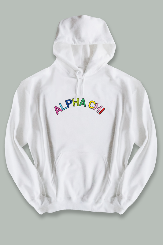 Alpha Chi Omega Colorful text hoodie - Spikes and Seams Greek