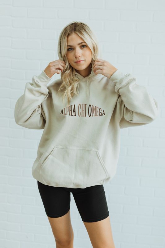 Brown Text hoodie - Alpha Chi Omega