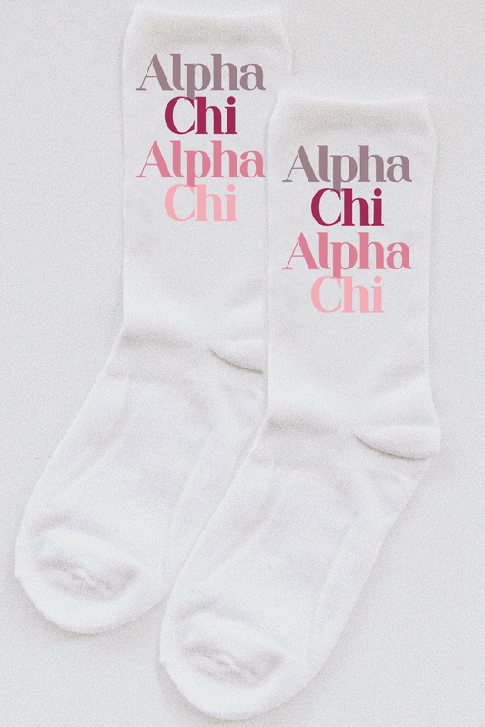 Alpha Chi Omega Pink Palette socks - Spikes and Seams Greek