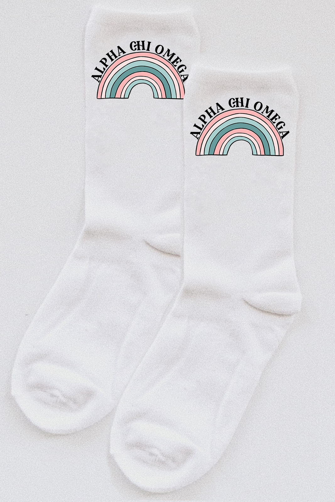 Alpha Chi Omega Rainbow socks - Spikes and Seams Greek
