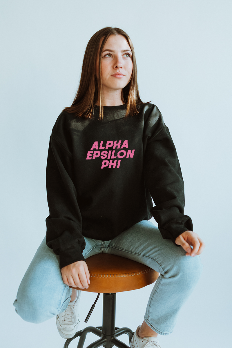 Pink text sweatshirt - Alpha Epsilon Phi