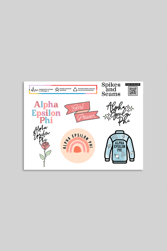 Alpha Epsilon Phi Sticker Sheet #1 - Spikes and Seams Greek