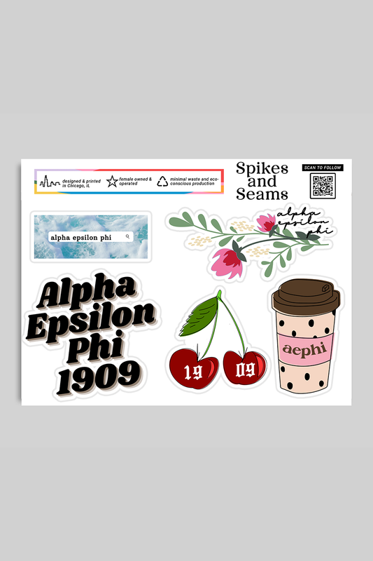 Alpha Epsilon Phi Sticker Sheet #3 - Spikes and Seams Greek