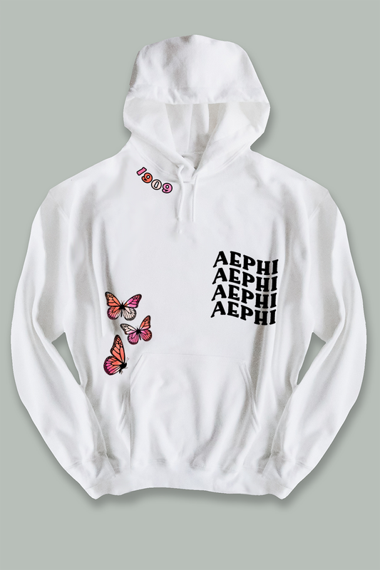 Butterflies Text Hoodie - most sororities available! - Spikes and Seams Greek