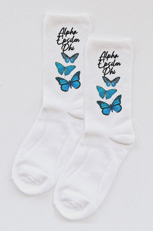 Alpha Epsilon Phi Butterfly socks - Spikes and Seams Greek