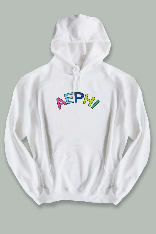 Colorful text hoodie - AEPhi - Spikes and Seams Greek